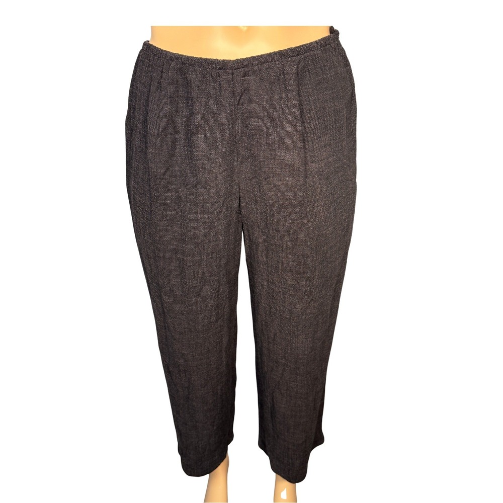 Eileen Fisher Woman 1X Linen Rayon Blend Straight Leg Pants Charcoal Gray P0441X